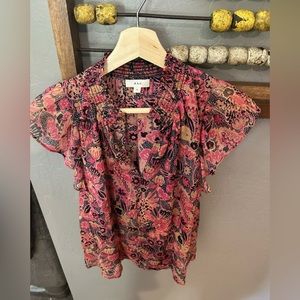 A.L.C floral blouse short frill sleeve size 4